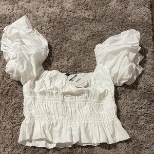 White Puff Sleeve Top